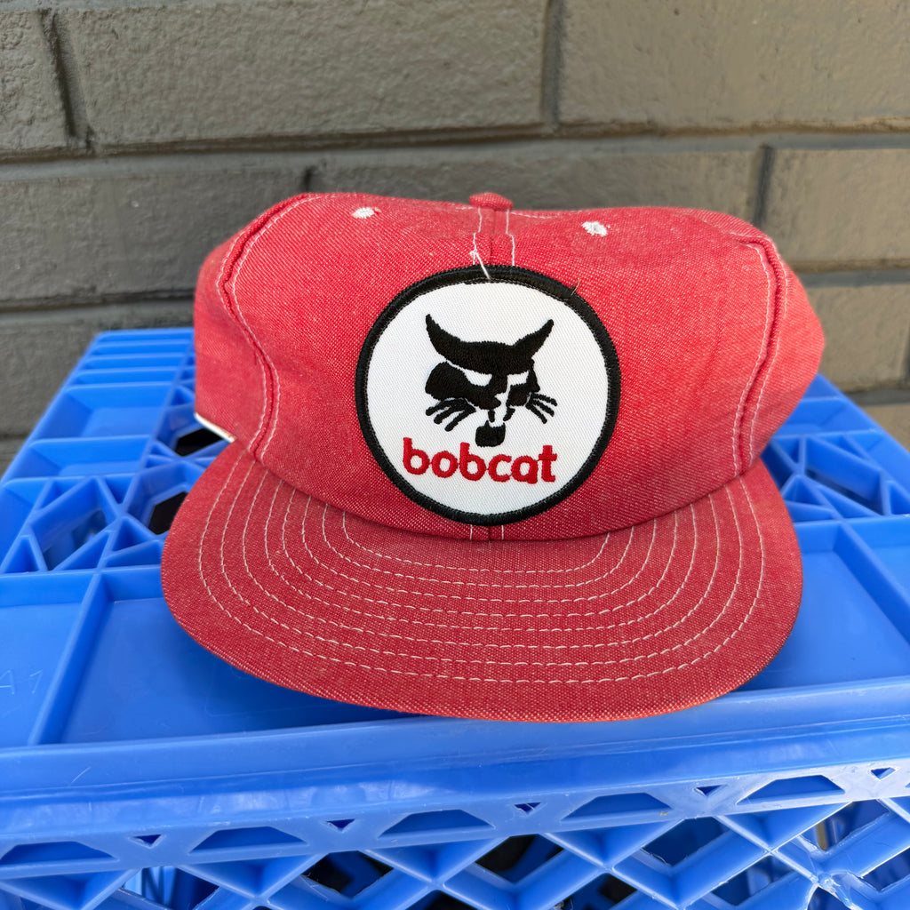 DISPLAY/COLLECTIBLE ONLY - 70s/80s Louisville Mfg. Co. Red Denim Bobcat Snapback miUSA