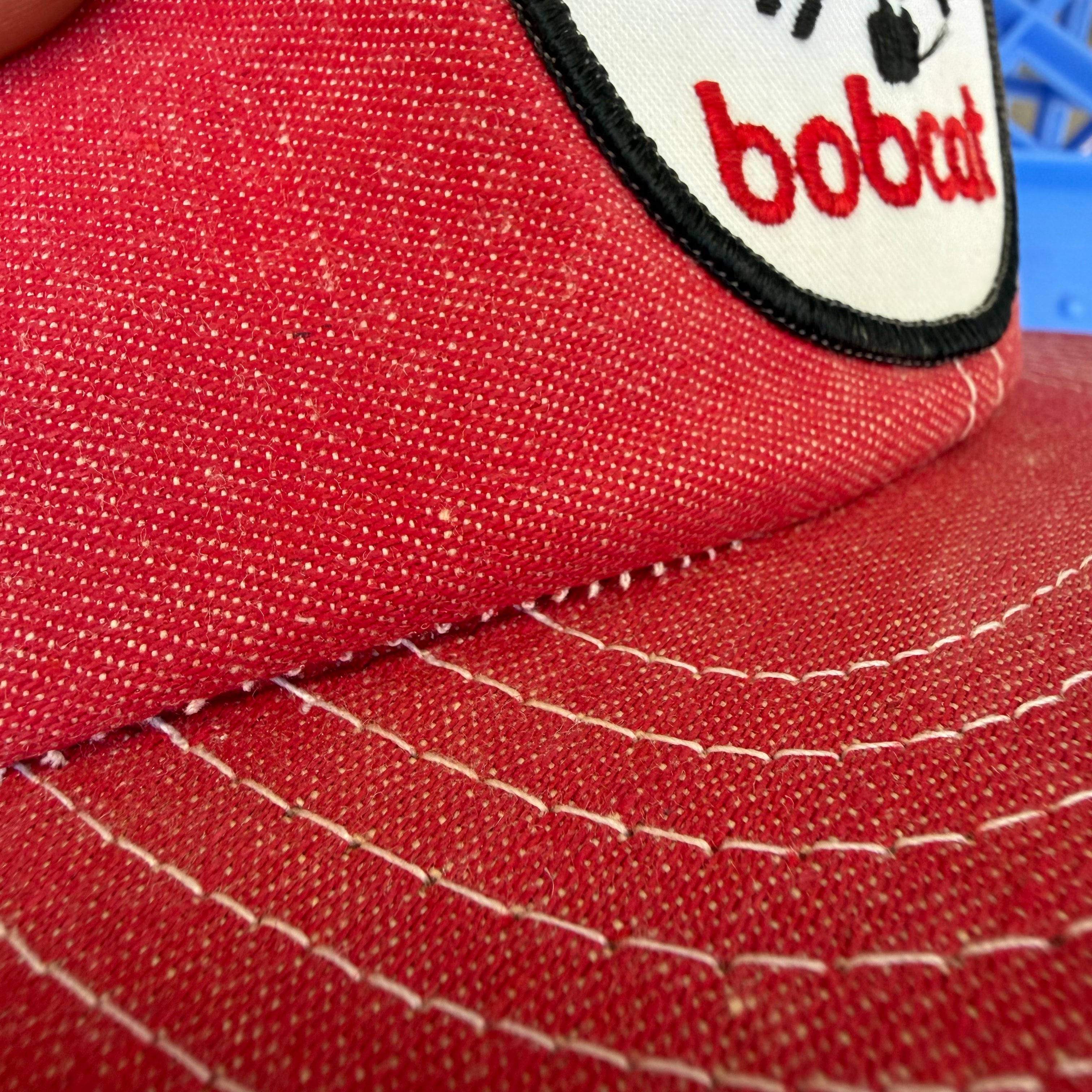 DISPLAY/COLLECTIBLE ONLY - 70s/80s Louisville Mfg. Co. Red Denim Bobcat Snapback miUSA