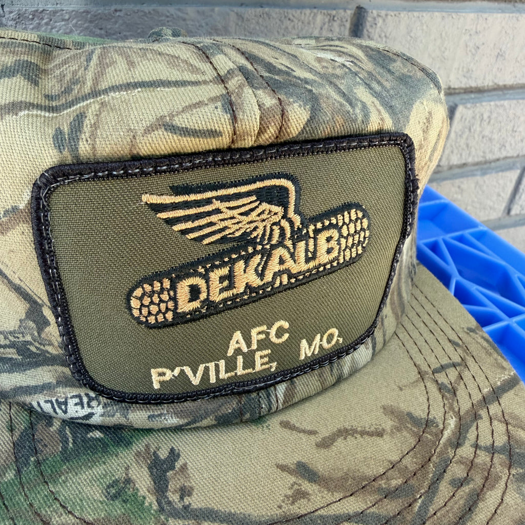 DEADSTOCK 80s Dekalb Missouri Realtree K-Products Snapback miUSA