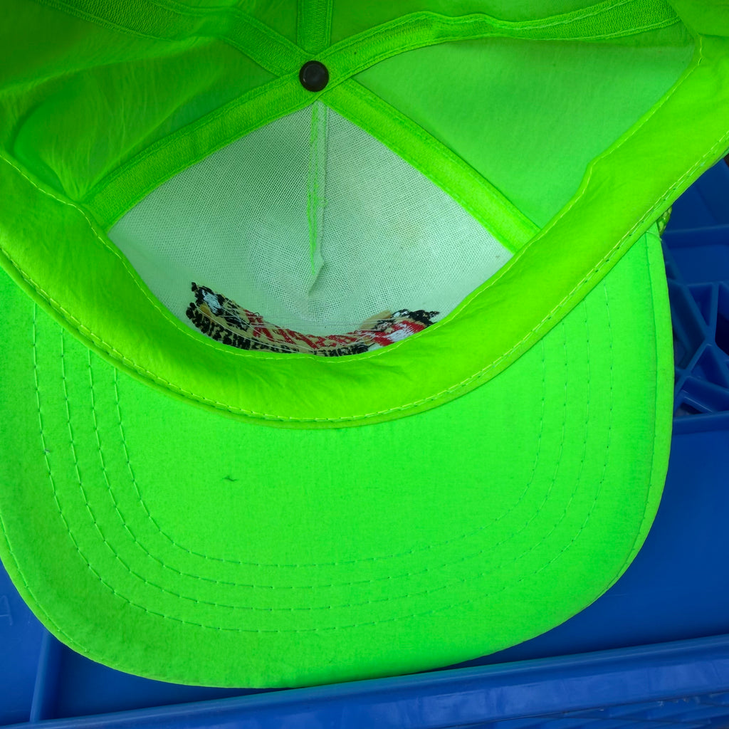 DEADSTOCK 90s Jasper Motorsports  Autographed Neon Nylon Snapback