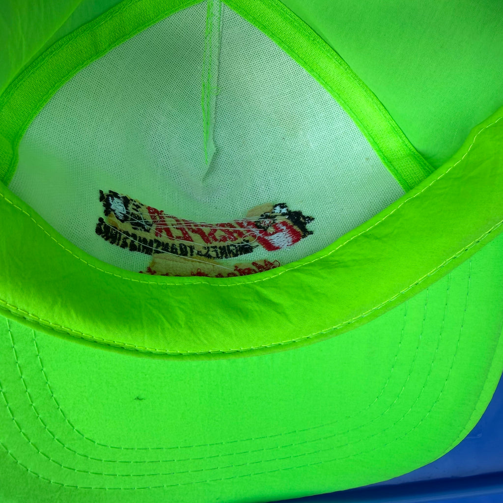 DEADSTOCK 90s Jasper Motorsports  Autographed Neon Nylon Snapback