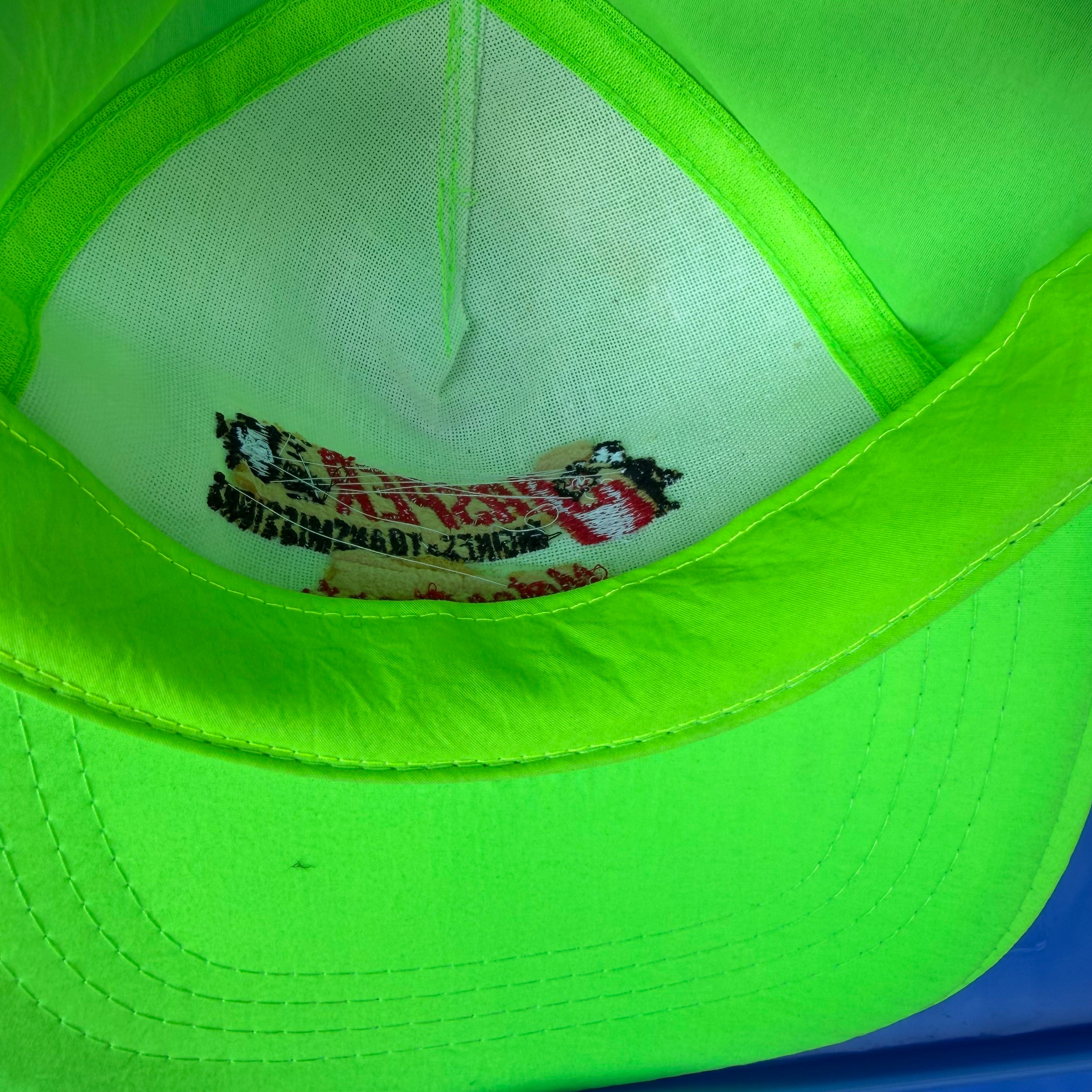 DEADSTOCK 90s Jasper Motorsports  Autographed Neon Nylon Snapback