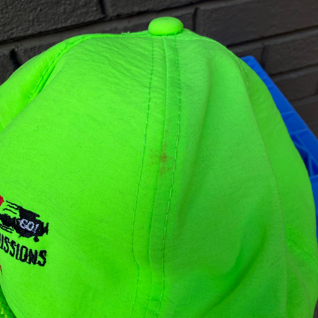 DEADSTOCK 90s Jasper Motorsports  Autographed Neon Nylon Snapback