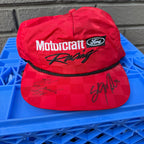 DEADSTOCK 80s/90s Motorcraft Racing Autographed Nylon Checker Snapback miUSA