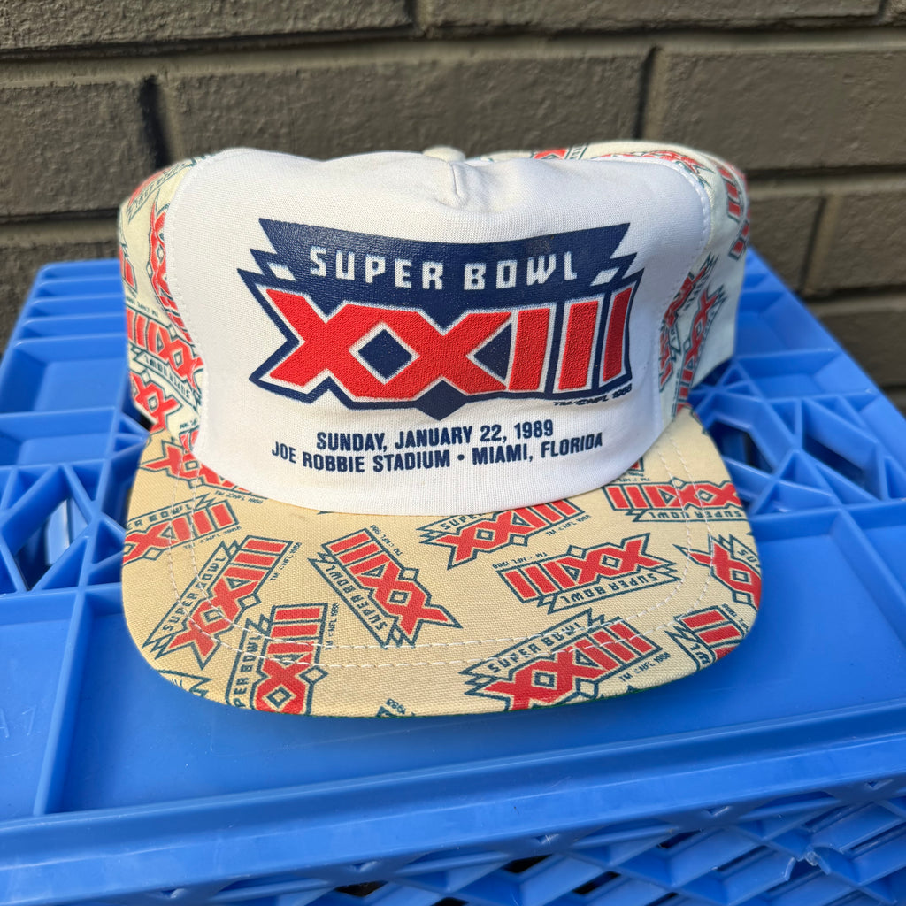 DEADSTOCK 80s Louisville Mfg. Co. Super Bowl XXIII AOP Snapback miUSA