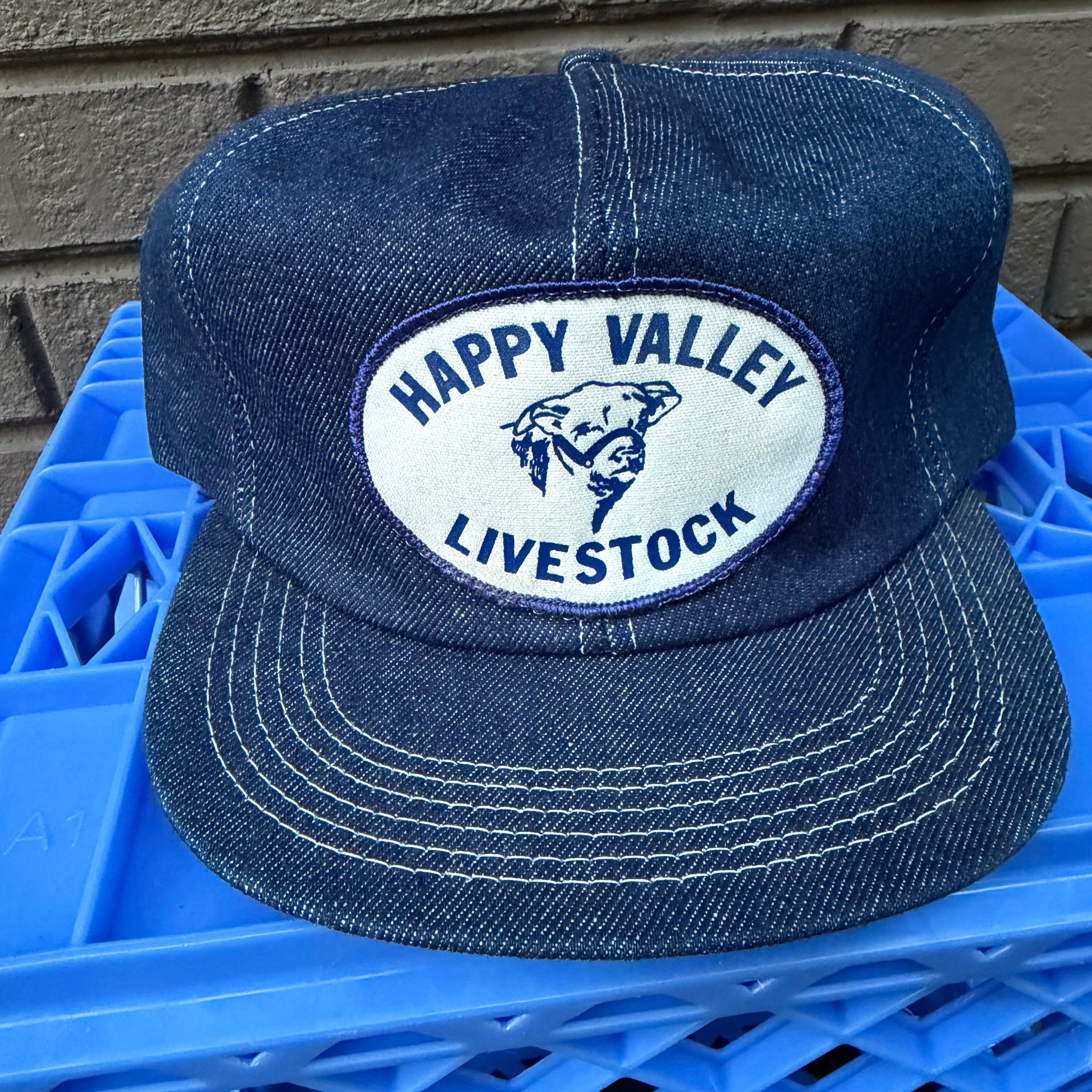 DEADSTOCK 70s/80s Happy Valley Livestock Patch All Denim Snapback miUSA